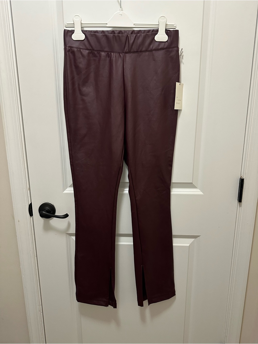 NWT A New Day Faux-Leather Slim Leg Pants - Deep Burgundy